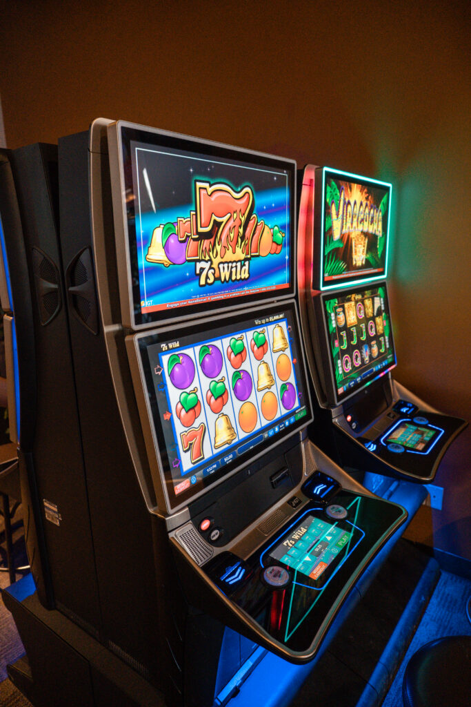 Video lottery terminals in the adults-only lounge at Jackpot Grill, Grande Prairie